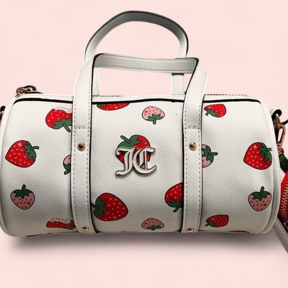 Juicy Couture Handbags - Juicy Couture White Mini Bag w/Strawberry Motif & removable coin purse